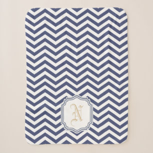 Nautical Navy Zickzack Monogramat Sherpadecke
