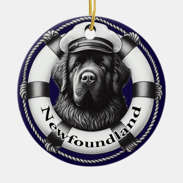 Nautical Newf Circle Ornament (Vorne)