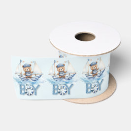 Nautical Niedlich Teddy Bear Blue Boat Es ist ein Satinband