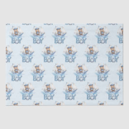 Nautical Niedlich Teddy Bear Blue Boat Es ist ein Seidenpapier