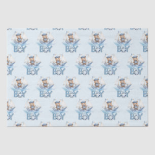 Nautical Niedlich Teddy Bear Blue Boat Es ist ein  Seidenpapier