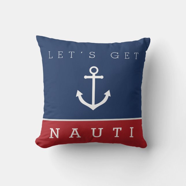 Nautical obtenons nauti marine rouge coussin ancre (Recto)