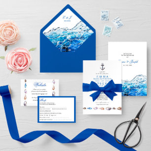 Nautical Ocean Beach bleu Mariage carte Rsvp