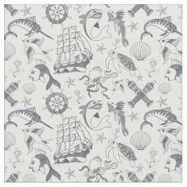 Nautical Old Sailor Tattoos Gemustert Stoff