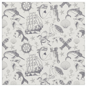 Nautical Old Sailor Tattoos Gemustert Stoff