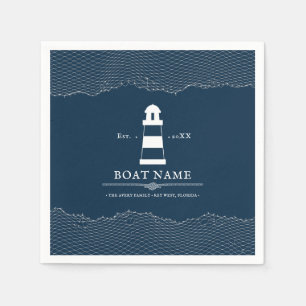 Nautical Personalisiert Blue Leuchtturm Boat Napki Serviette