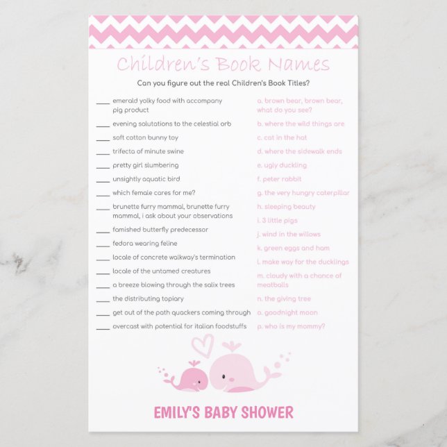 Nautical Pink Whale Baby Duschgel Game PRINTED (Vorderseite)
