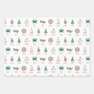 Nautical Pun Christmas Wrapping Paper Geschenkpapier Set