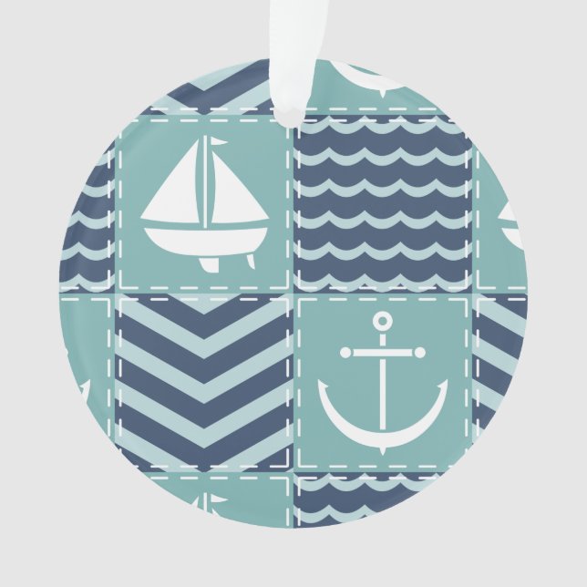 Nautical Quilt Acrylic Ornament (Vorderseite)