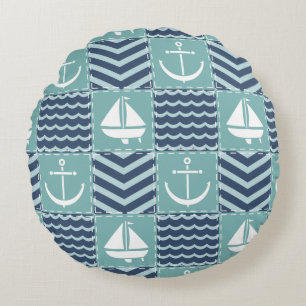 Nautical Quilt Round Pillow Rundes Kissen