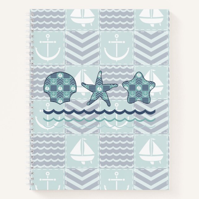 Nautical Quilt Spiral Notebook Notizbuch (Vorderseite)
