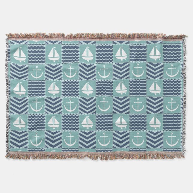 Nautical Quilt Throw Blanket Decke (Vorderseite)