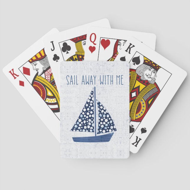 Nautical Quote | Sail Away With Me Spielkarten (Rückseite)