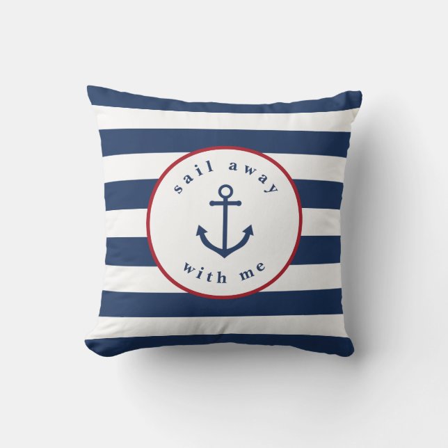 Nautical rayé s'envole avec moi coussin (Recto)
