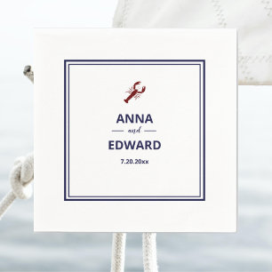 Nautical Red Lobster Wedding Paper Napkin Serviette