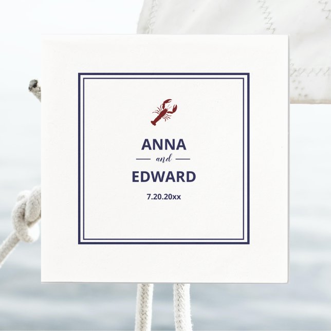 Nautical Red Lobster Wedding Paper Napkin Serviette (Von Creator hochgeladen)