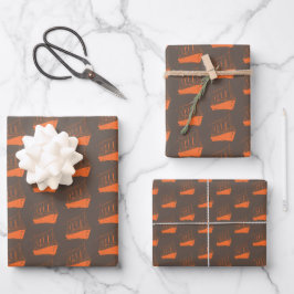 Nautical Retro Brown Orange Ship Boat Geschenkpapier Set