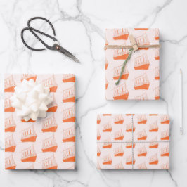 Nautical Retro Vintag Orange Ship Segelboot Geschenkpapier Set