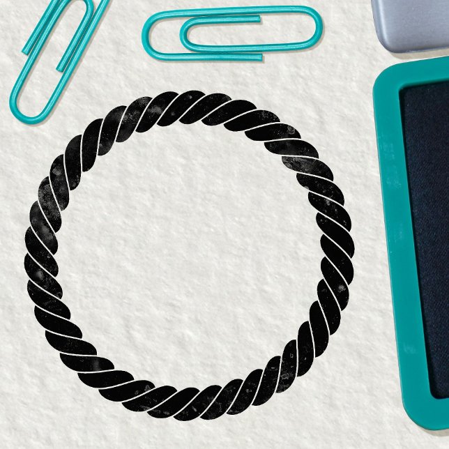 Nautical Rope dick Drehung Cartoon Circle Frame Gummistempel (In Situ)