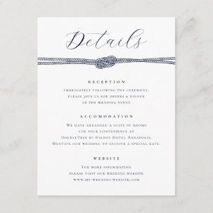 Nautical Rope Knot Elegante Details Hochzeit Begleitkarte