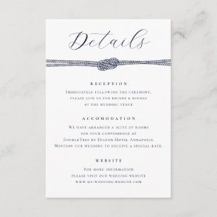 Nautical Rope Knot Elegante Details Hochzeit Begleitkarte