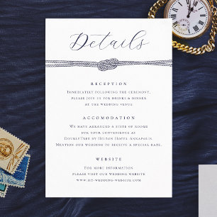 Nautical Rope Knot Elegante Details Hochzeit Begleitkarte