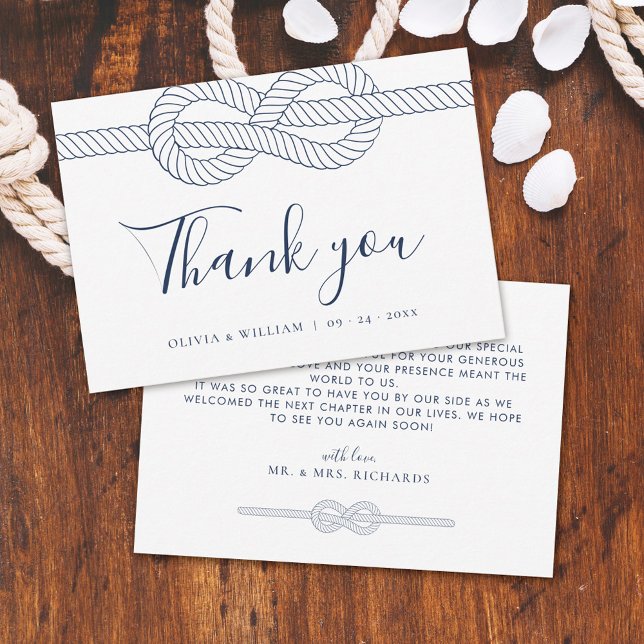 Nautical Rope Knot Modern Wedding Dankeskarte (Von Creator hochgeladen)
