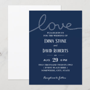 Nautical Rope Liebe Navy Blue Summer Wedding Einladung