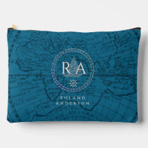 Nautical Rope Monogram Map Blue