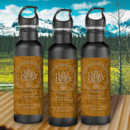 Nautical Rope Monogram Map Brown Edelstahlflasche