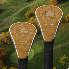 Nautical Rope Monogram Map Brown Golf Headcover