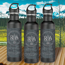 Nautical Rope Monogram Map Grey Edelstahlflasche