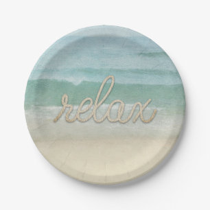 Nautical Rope Relax Text auf Ocean Paper Plate Pappteller