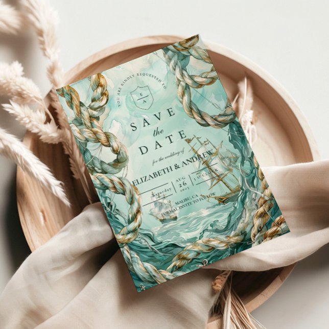 Nautical Rope Voyage Wedding Save The Date (Von Creator hochgeladen)
