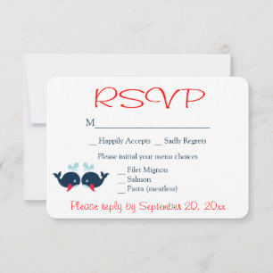 Nautical RSVP Baleines Navy Rouge Mariage Fête de