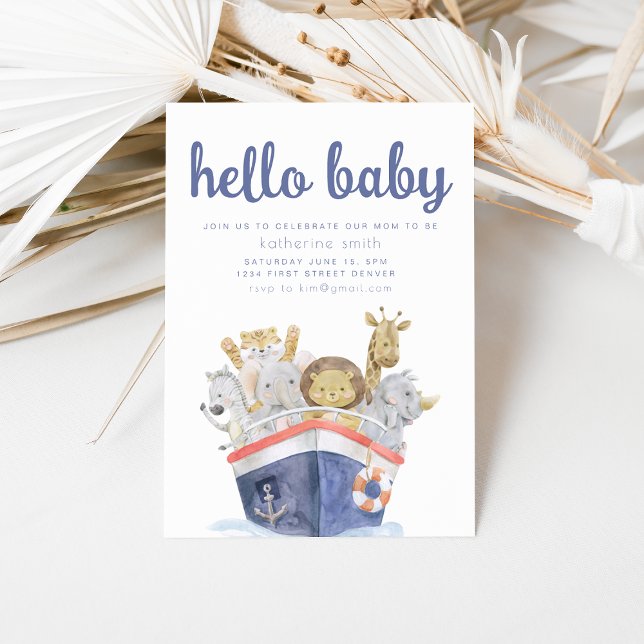 Nautical Safari Noah's Ark Baby Shower Einladung (Von Creator hochgeladen)