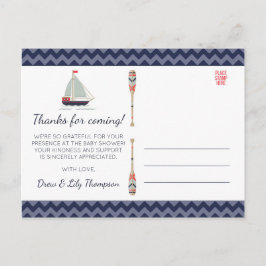 Nautical Sailboat Ahoy Baby Boy Dusche Vielen Dank Postkarte