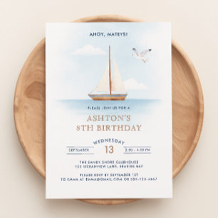 Nautical Sailboat Anniversaire Invitation pour enf