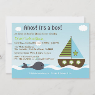 Nautical Sailboat Baby Boy Baby Dusche Einladung