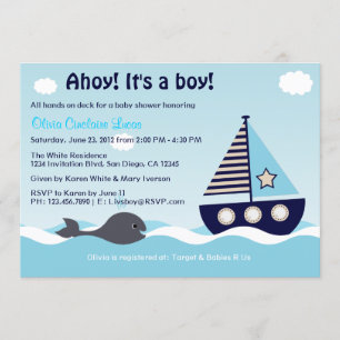 Nautical Sailboat Baby Boy Baby Dusche Einladung
