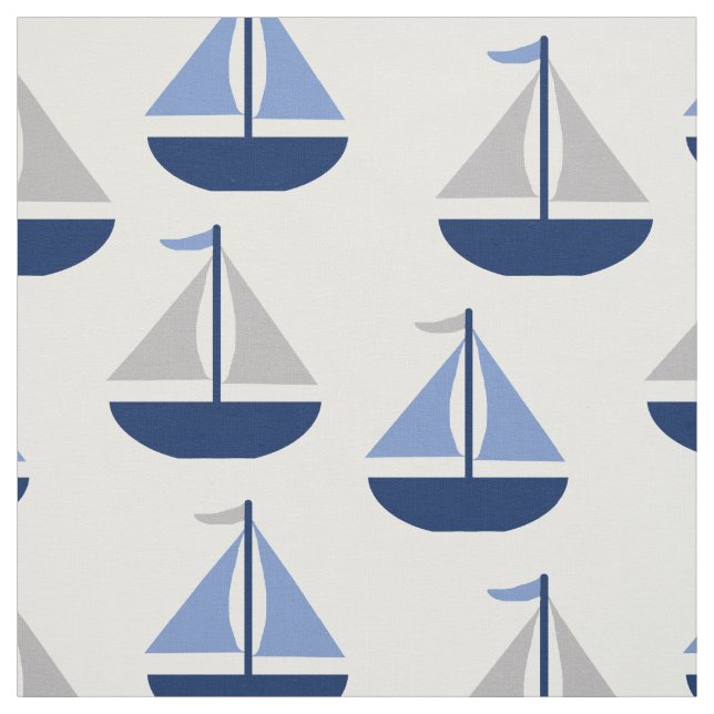 Nautical Sailboat Blue Gray Stoff (Muster)