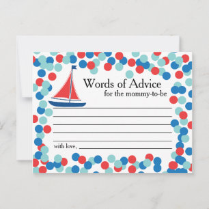 Nautical Sailboat Confetti Wörter der Ratenkarte Hinweiskarte