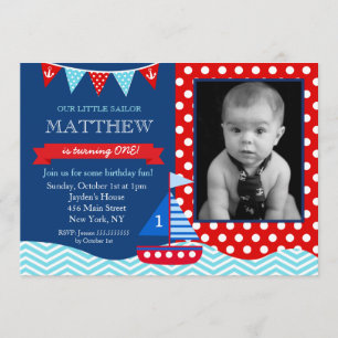 Nautical Sailboat Geburtstagsparty Einladung