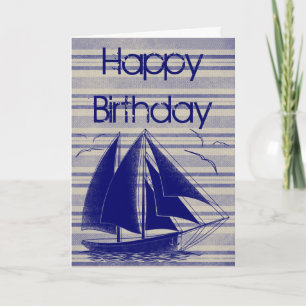 Nautical Sailboat Happy Birthday Karte