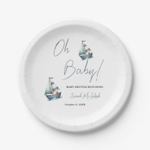 Nautical Sailboat Kinderdusche Einladung Pappteller