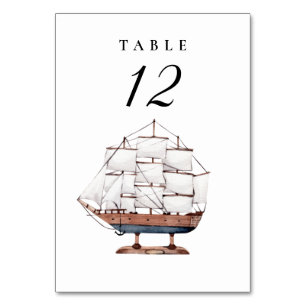 Nautical Sailboat Mariage Numéro de table