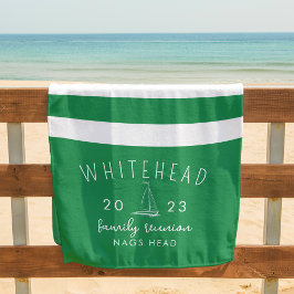 Nautical Sailboat Stripe Kelly Green Monogram Strandtuch
