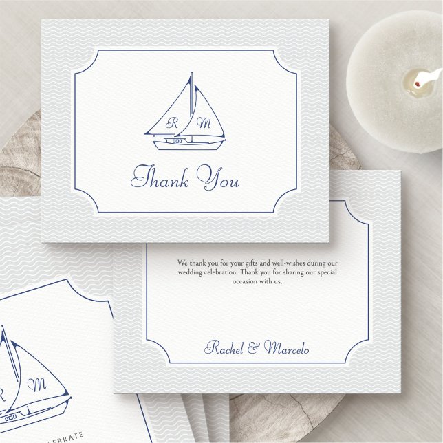 Nautical Sailboat Wedding Danke Karte (Von Creator hochgeladen)