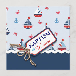 Nautical Sailboats Anchor Crabs Taufe Einladung