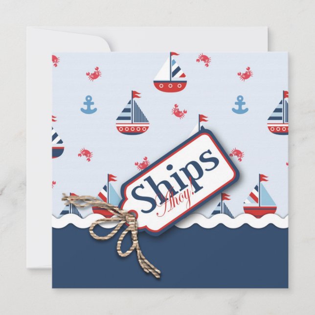 Nautical Sailboats Baby Shower Invitations (Devant)
